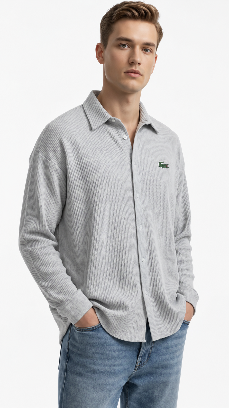 Men's Comfortable Cotton Long-Sleeve Casual Shirt with Collar
