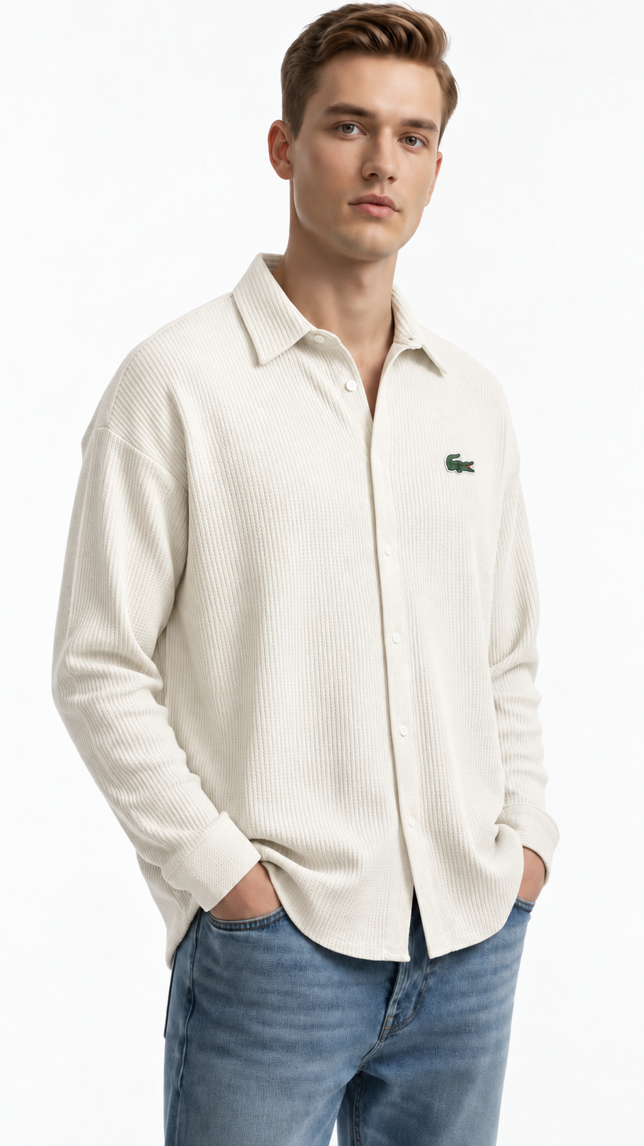 Men's Comfortable Cotton Long-Sleeve Casual Shirt with Collar