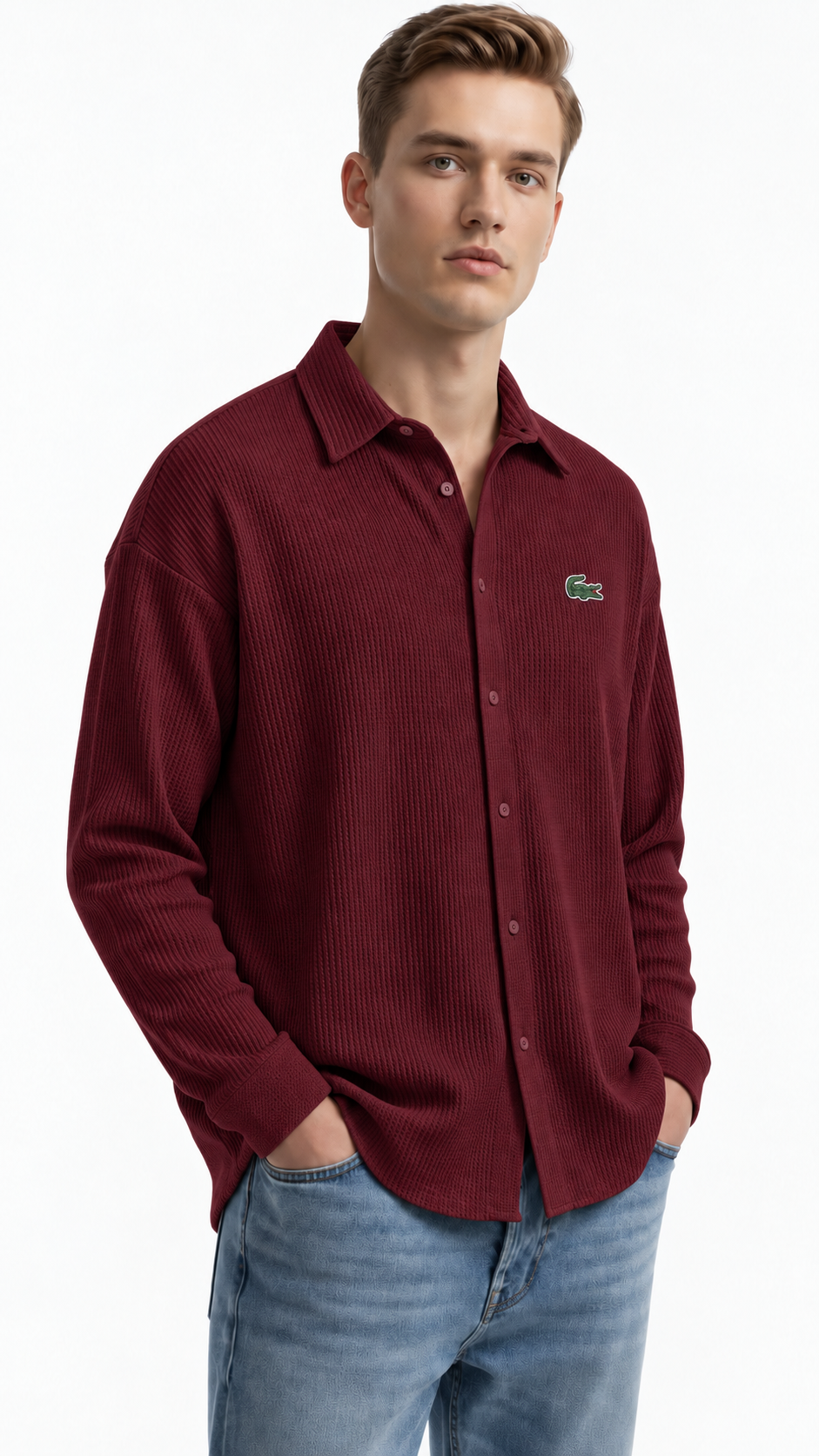 Men's Comfortable Cotton Long-Sleeve Casual Shirt with Collar