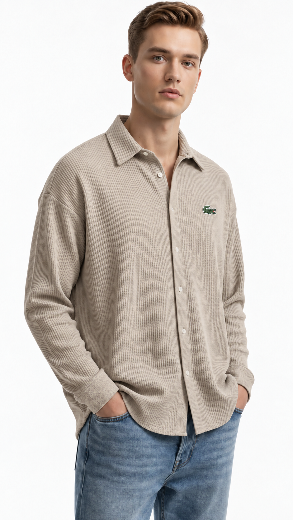 Men's Comfortable Cotton Long-Sleeve Casual Shirt with Collar