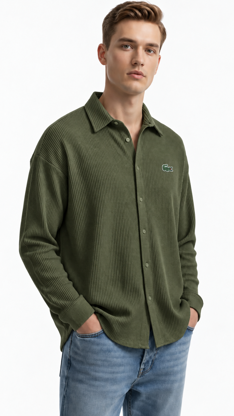 Men's Comfortable Cotton Long-Sleeve Casual Shirt with Collar